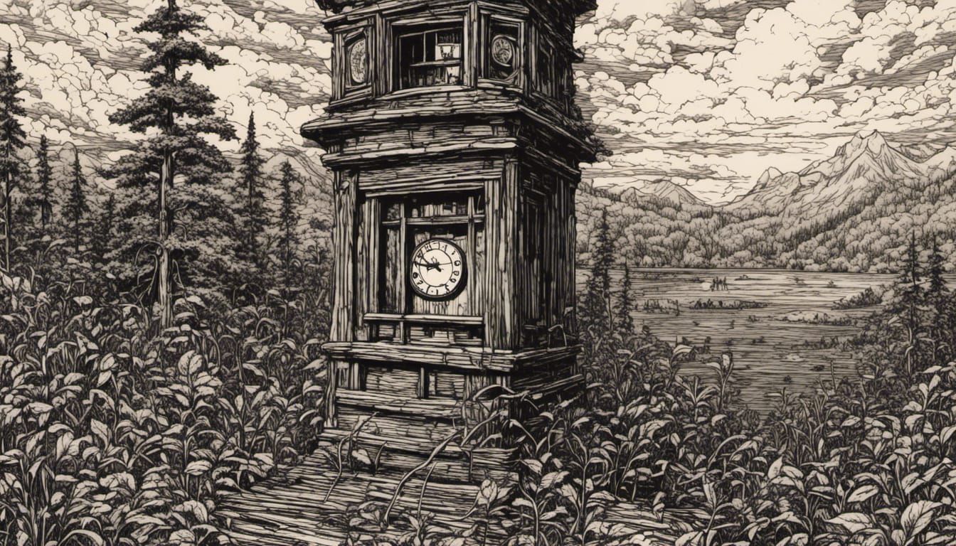 Detailed Pen and Ink Drawing in Surretro Style