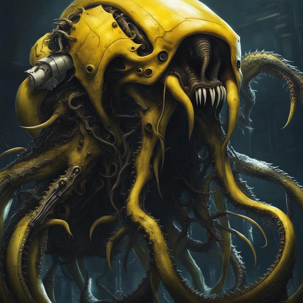 Lovecraftian Robotic Monster with Tentacles and Teeth