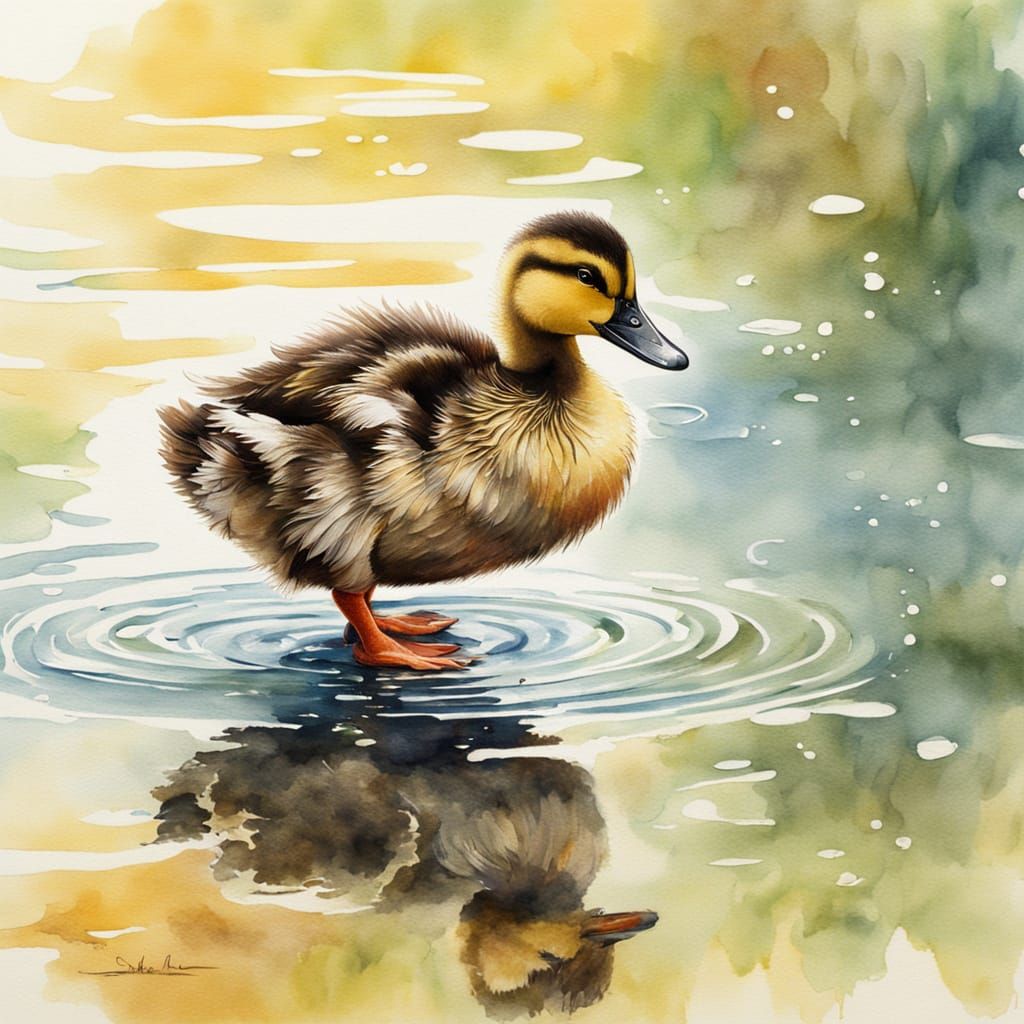 Dancing Duckling: A Watercolor Illustration