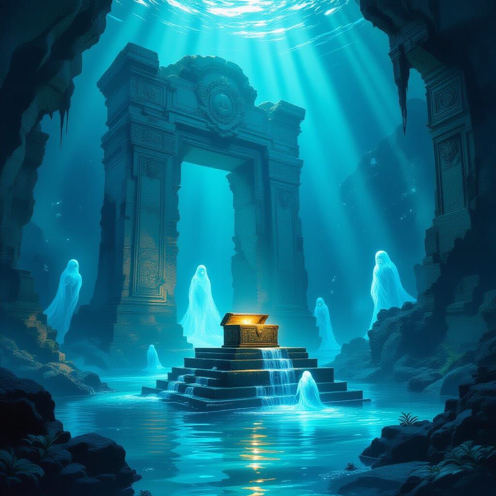 Ancient Ruin in Alien Ocean Digital Art