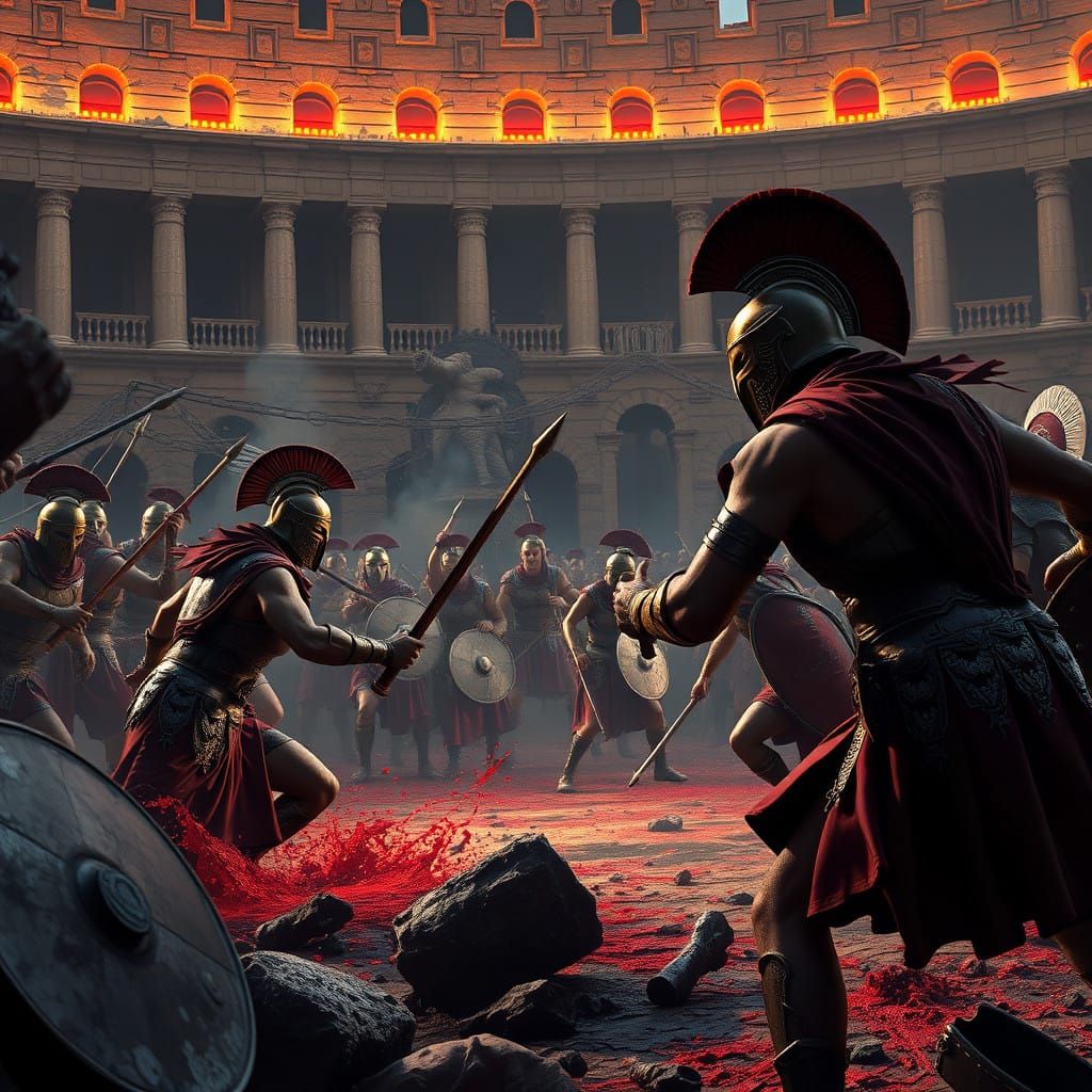 Epic Roman Colosseum Battle in Vivid Colors