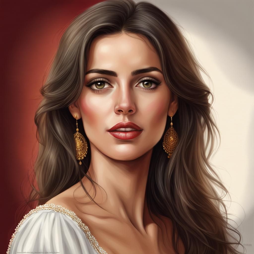 Realistic Portrait of a Beautiful Spanish Woman