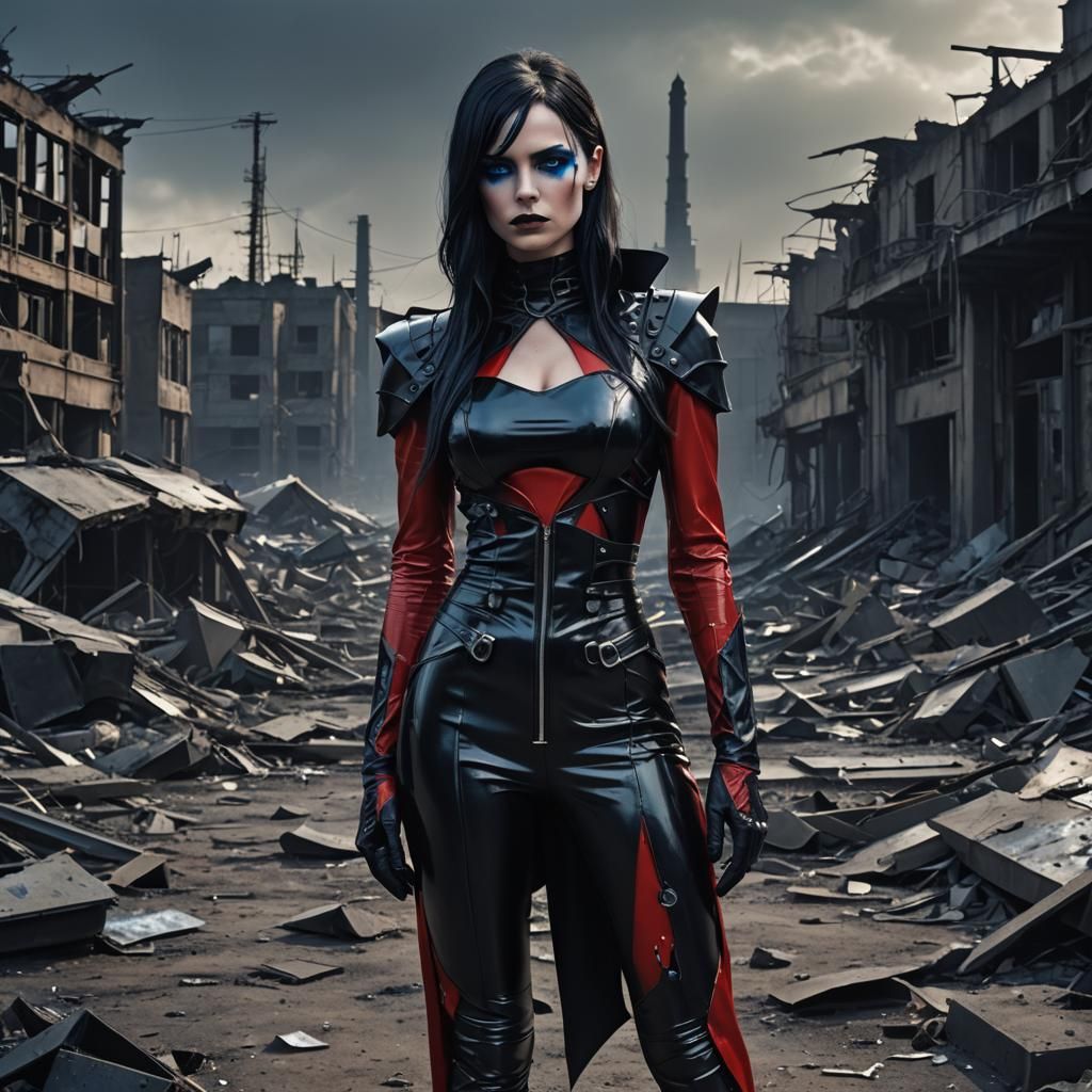 Gothic Vampire in Dystopian Wasteland, Dark Fantasy Art