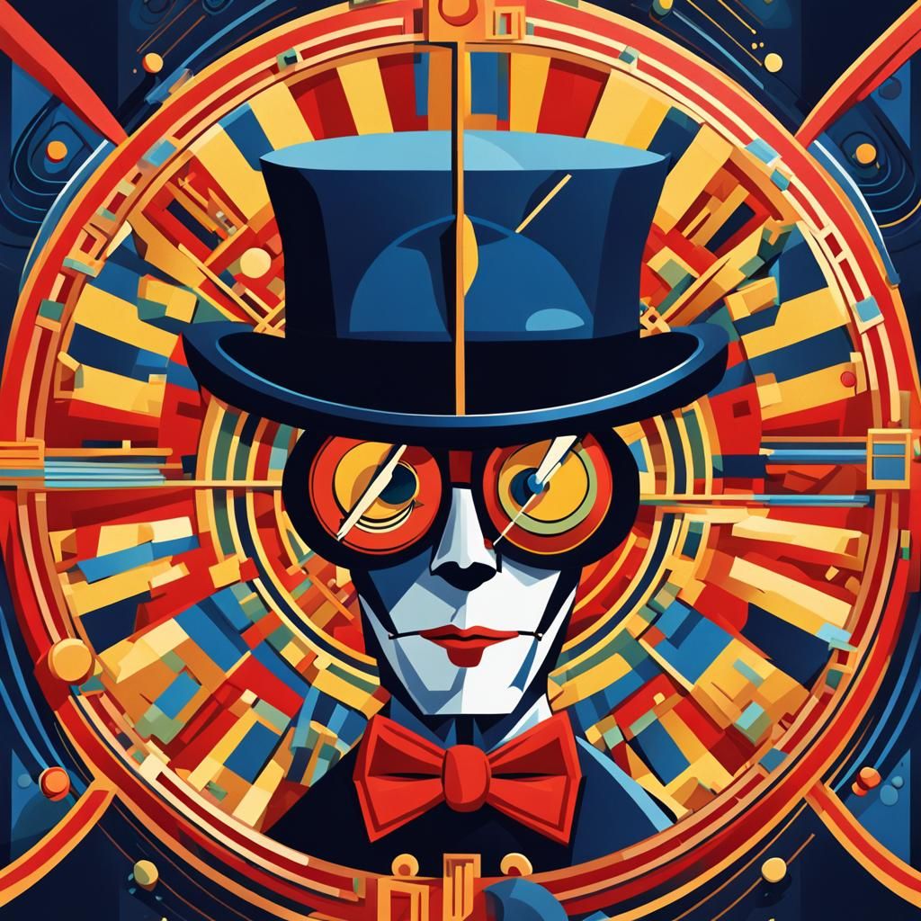 Art Deco Alarm Clock with Monocle and Top Hat