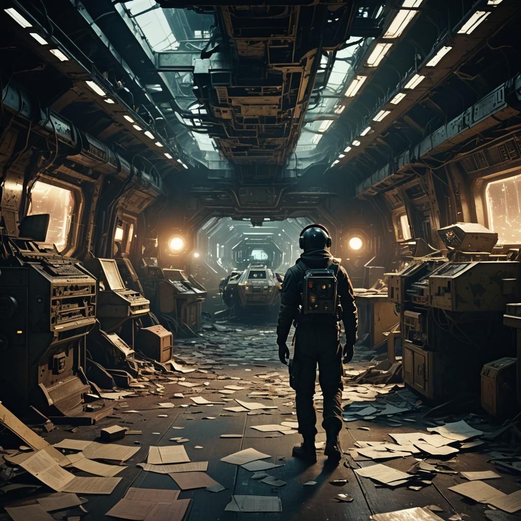 Derelict Spaceship Interior in Giger Style