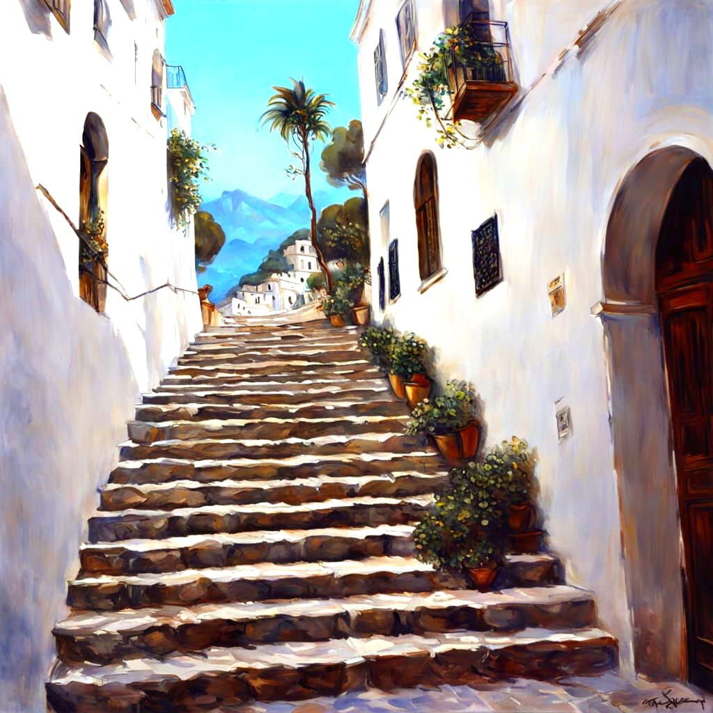 Impressionistic Staircase in Capri Art