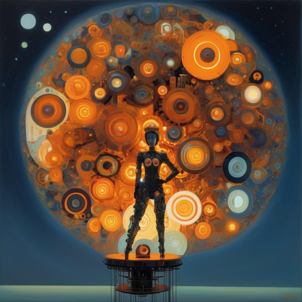 Mechanical Woman in Gustav Klimt Style