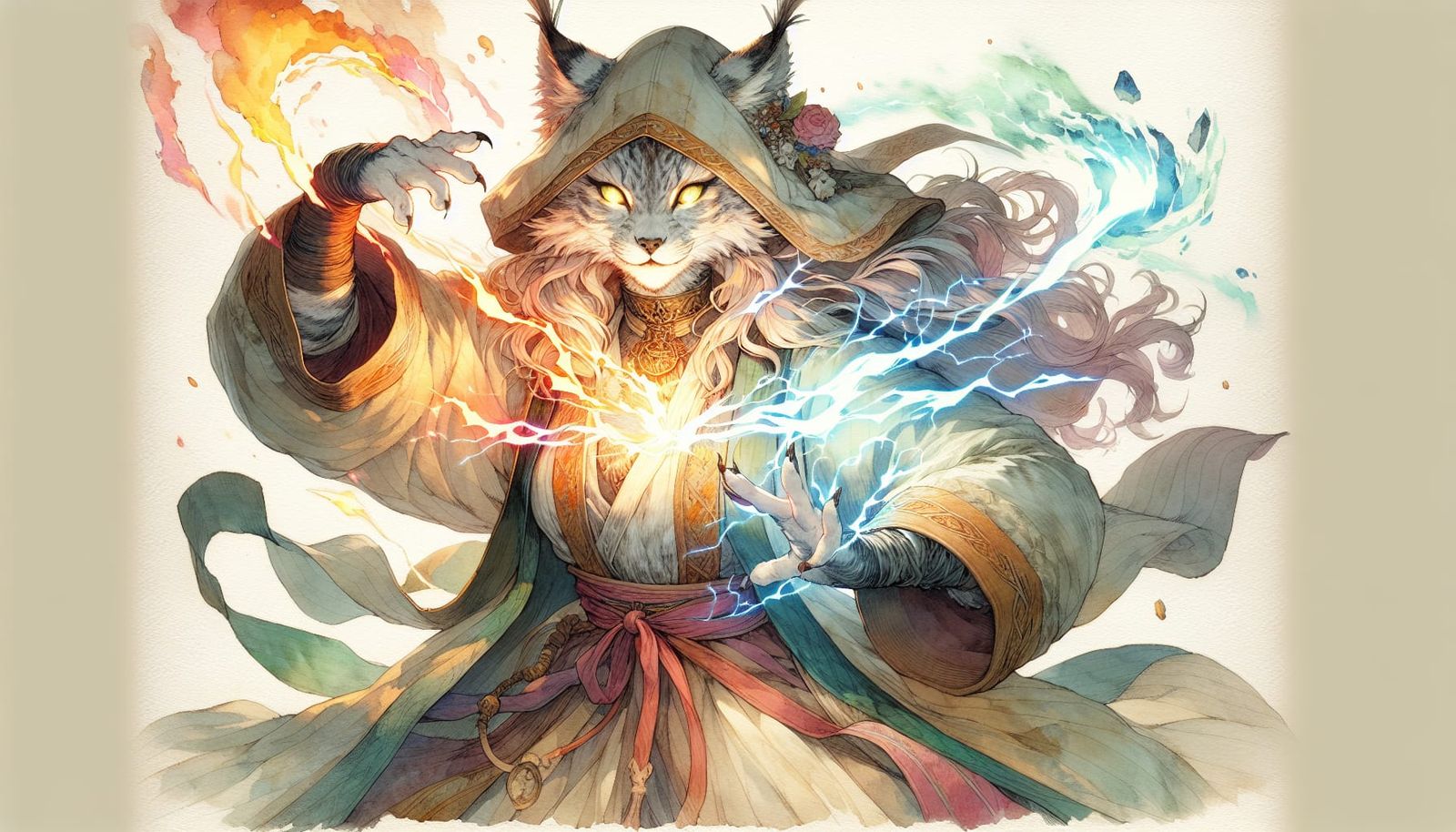 Anime Lynx Woman Master of the Elements