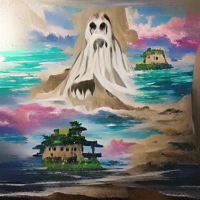 Ghost Island Painting in Anime Style