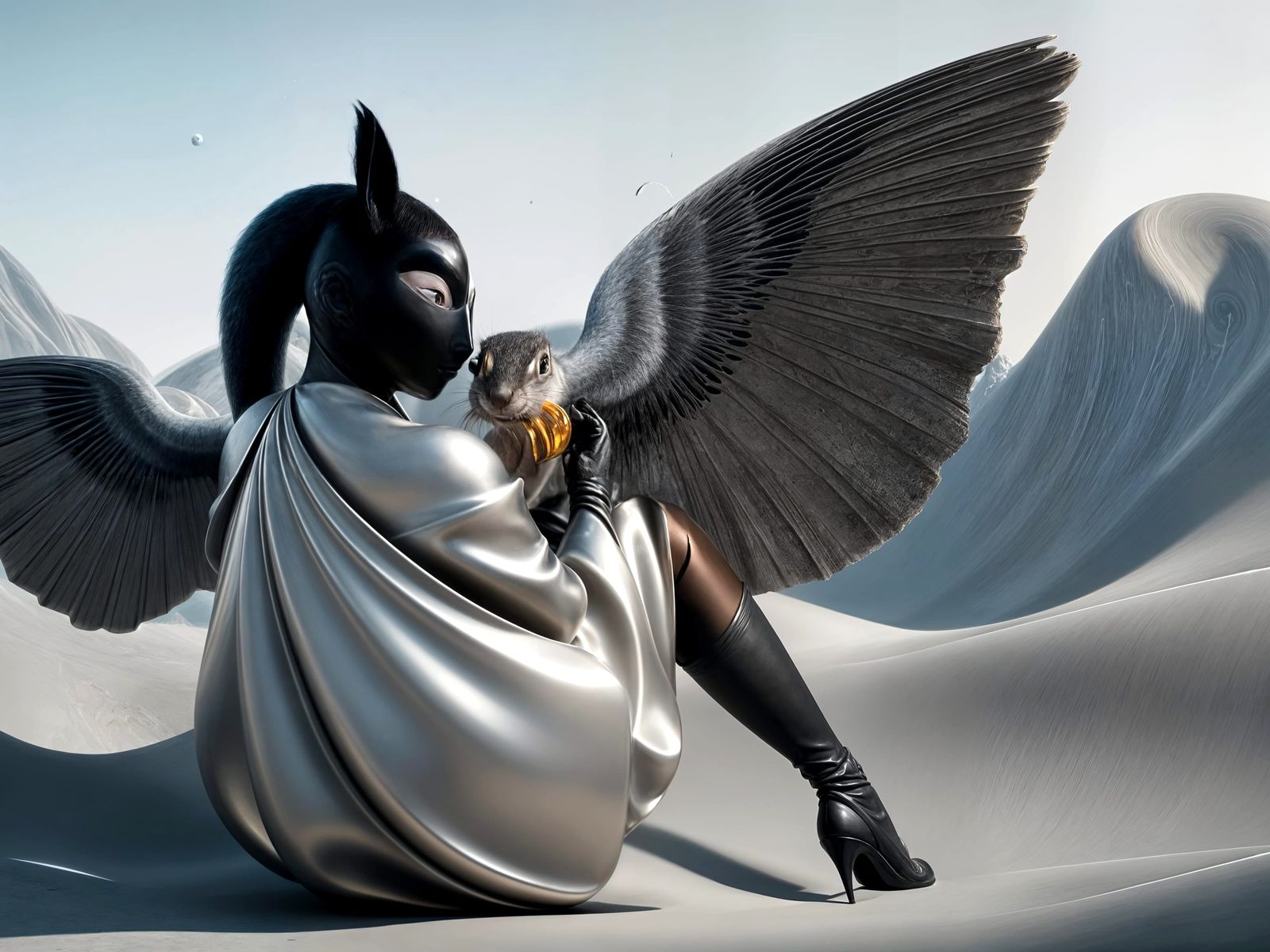 Abstract Blending Cycles in Silver and Black