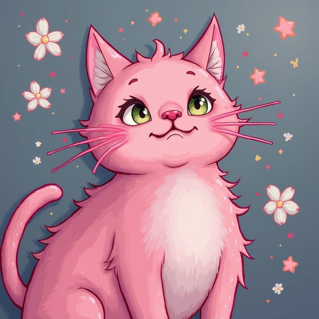Pink Cat Portrait