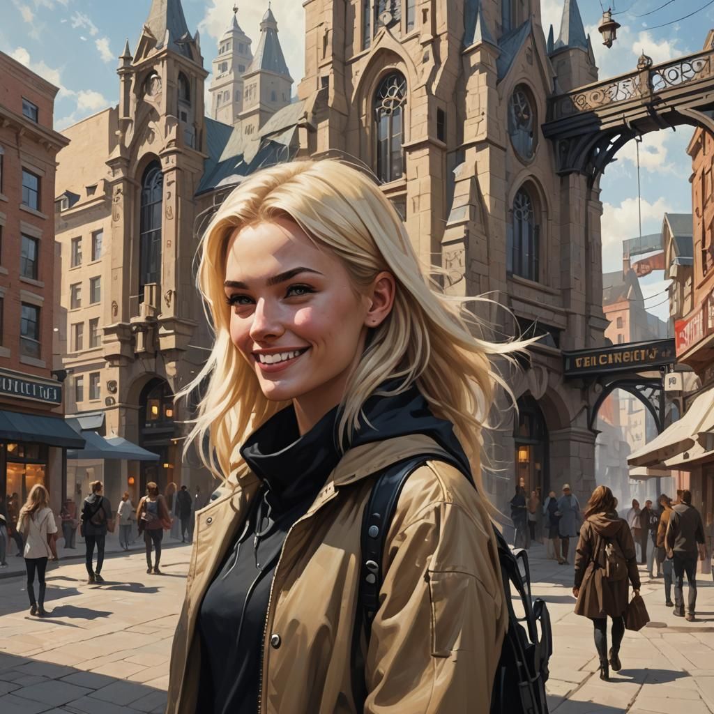 Futuristic Town Center Scene in Sinister Style