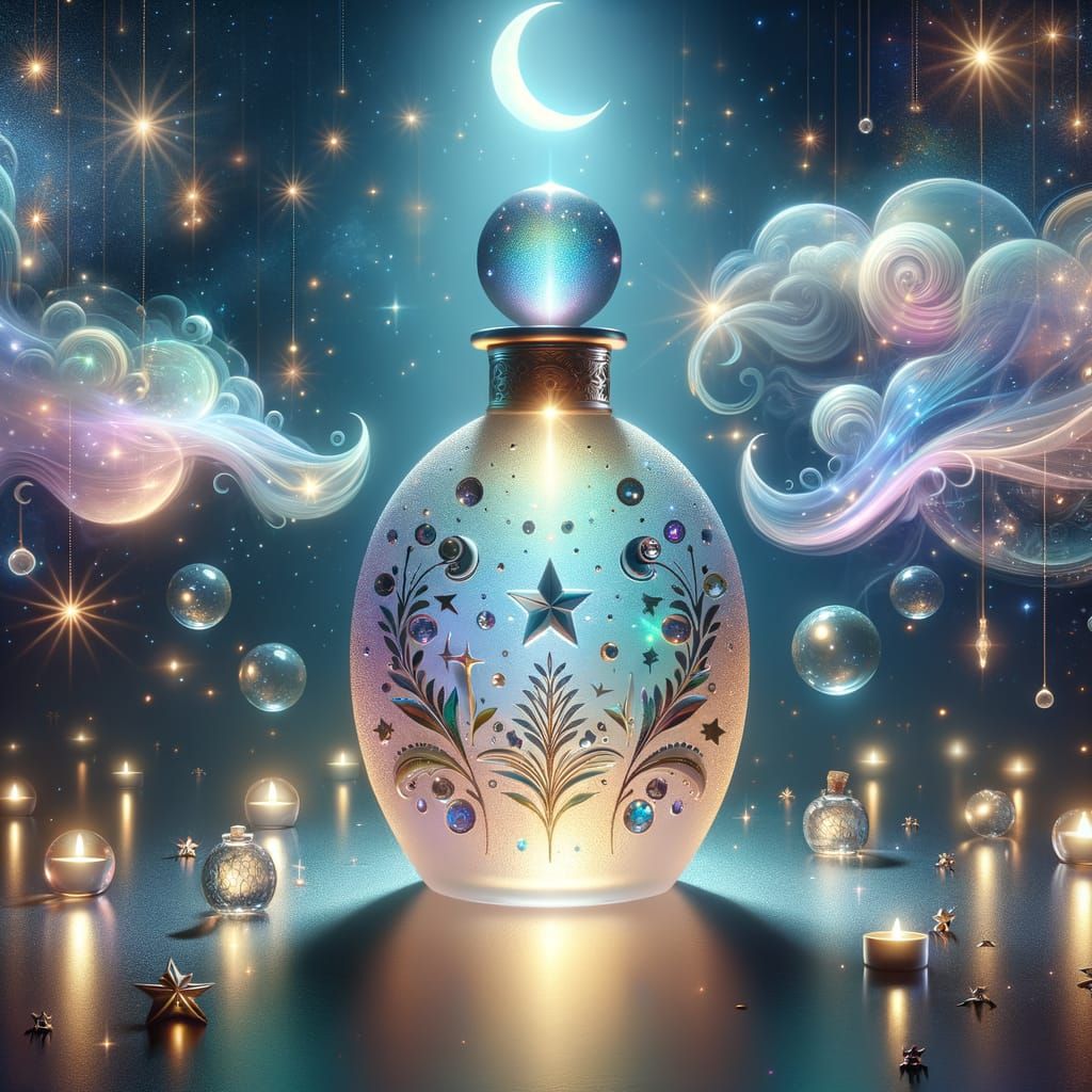 Surreal Moonlit Bottle Radiates Captured Moonbeams in Hologr...