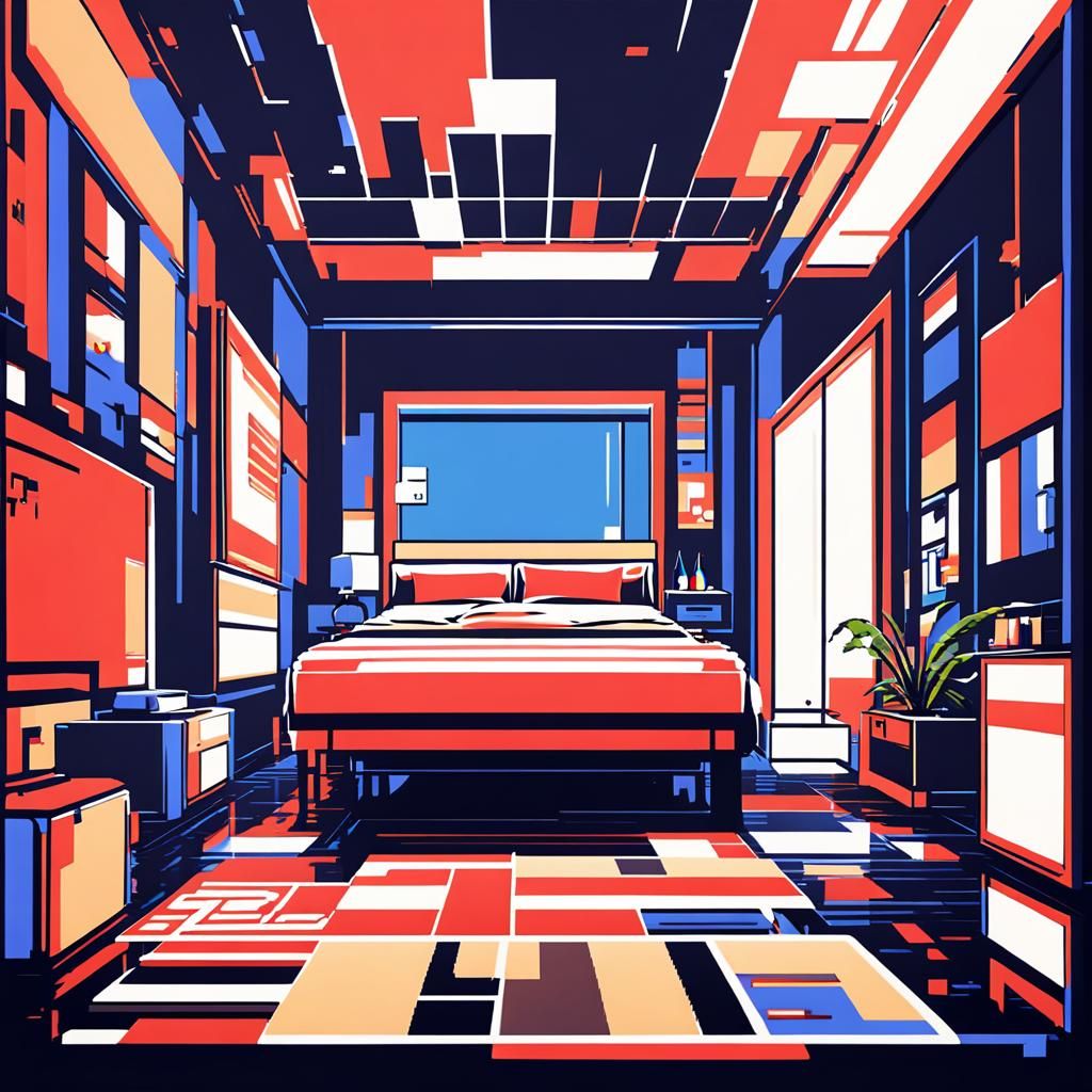 8-Bit Pixel Bedroom with Modern Design