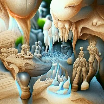 Giant Crystal Cave with Stalactites and Stalagmites