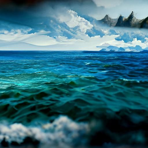 Detailed Matte Painting of a Calm Ocean