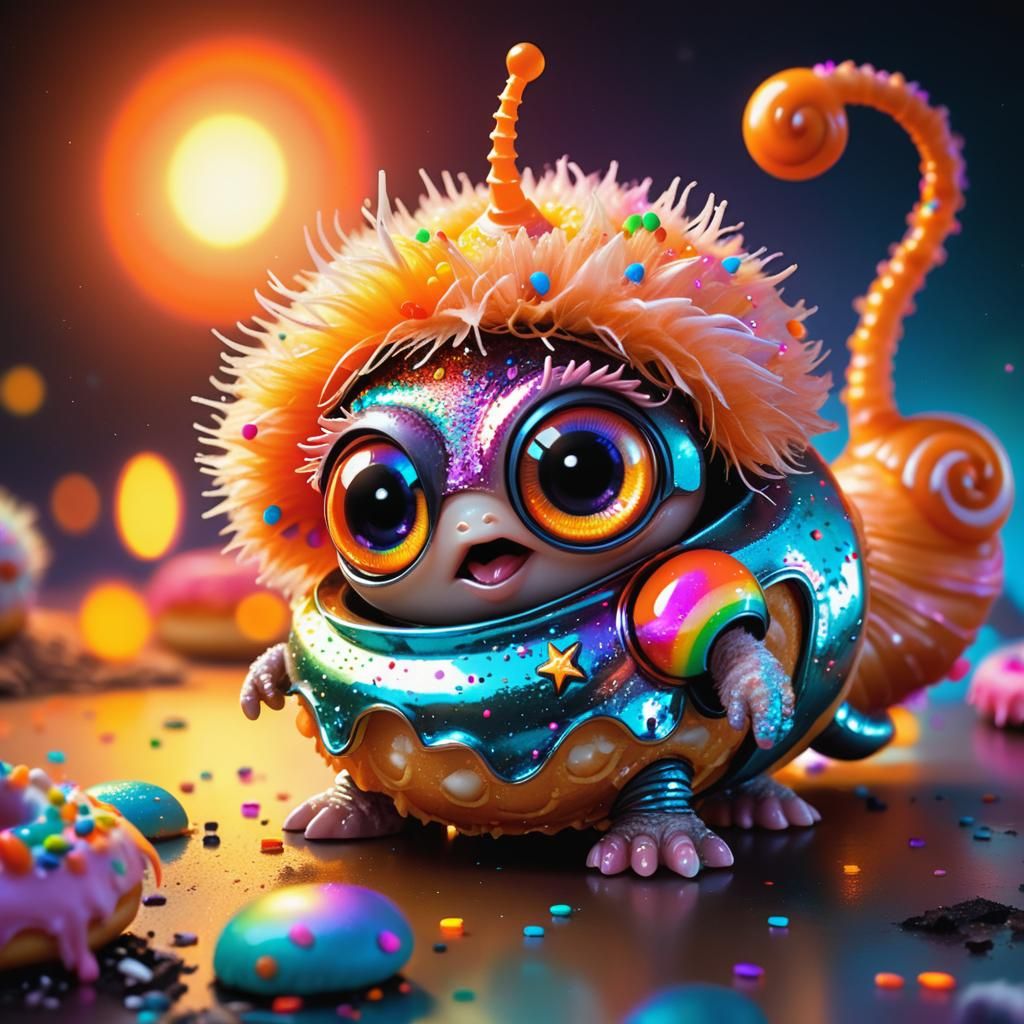 Snail Alien Races Donut Tank in Cyberpunk Wasteland