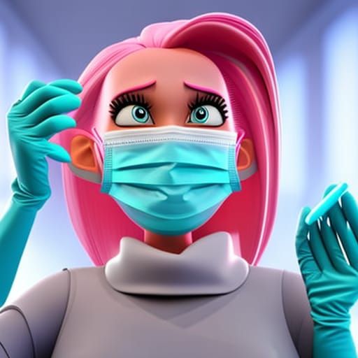 Pink Haired Dentist in Office: Pixar Style 3D Art