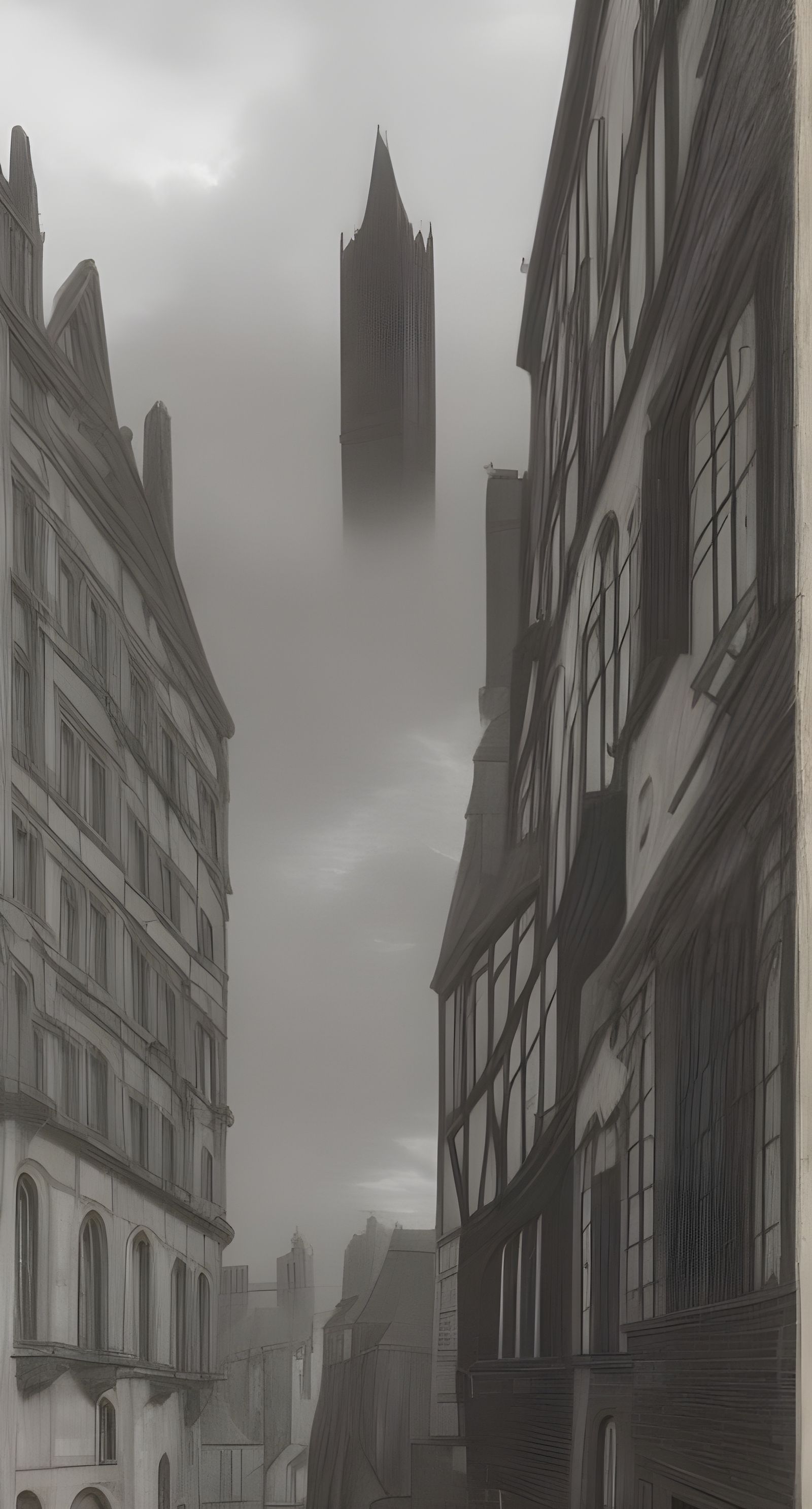 Melancholic Medieval Town Matte Painting