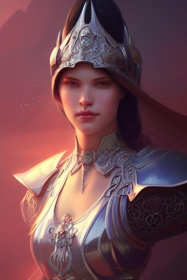Female Mystic Knight in Intricate Platemail: Fantasy Art