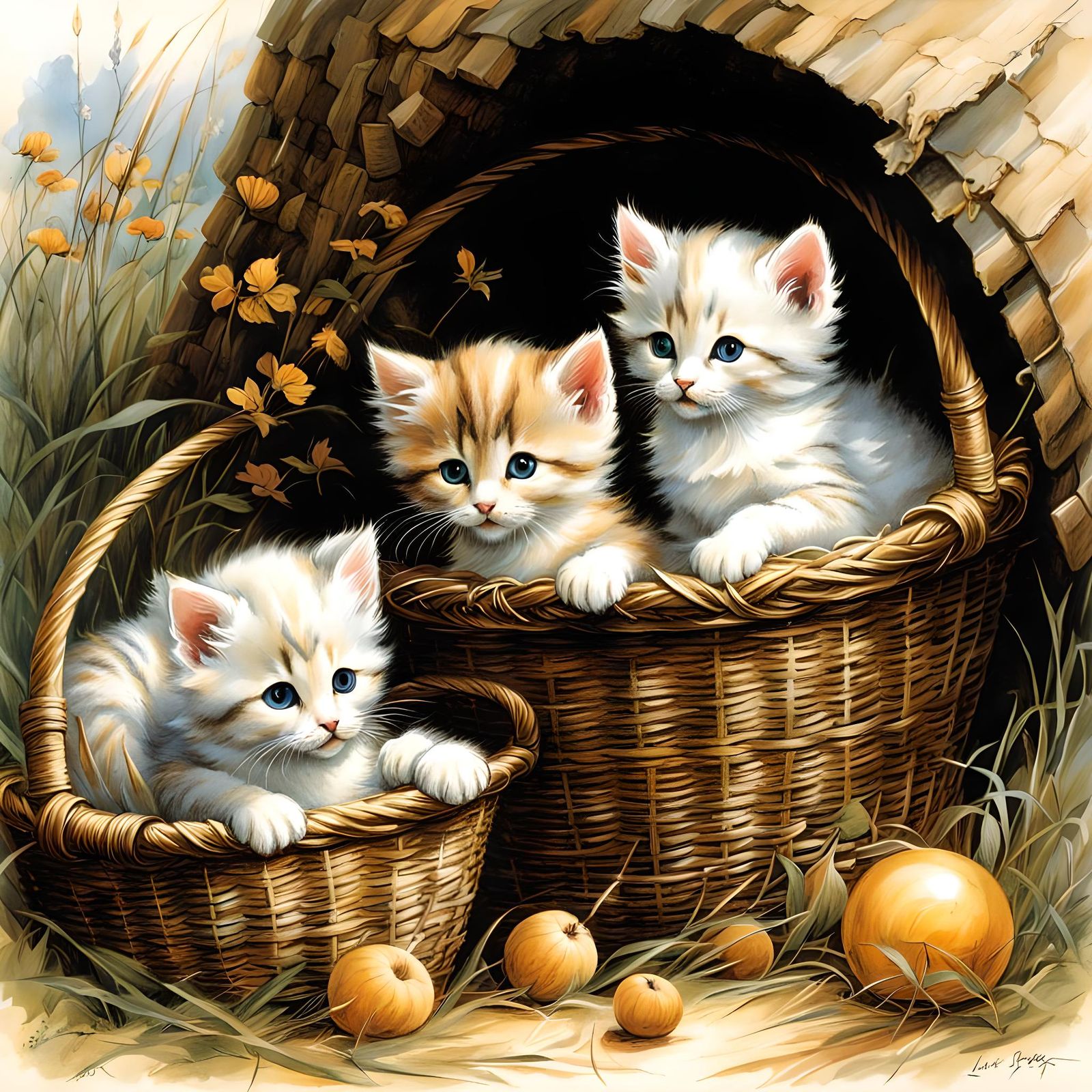 Kittens Playing: A Fairytale Comic Illustration