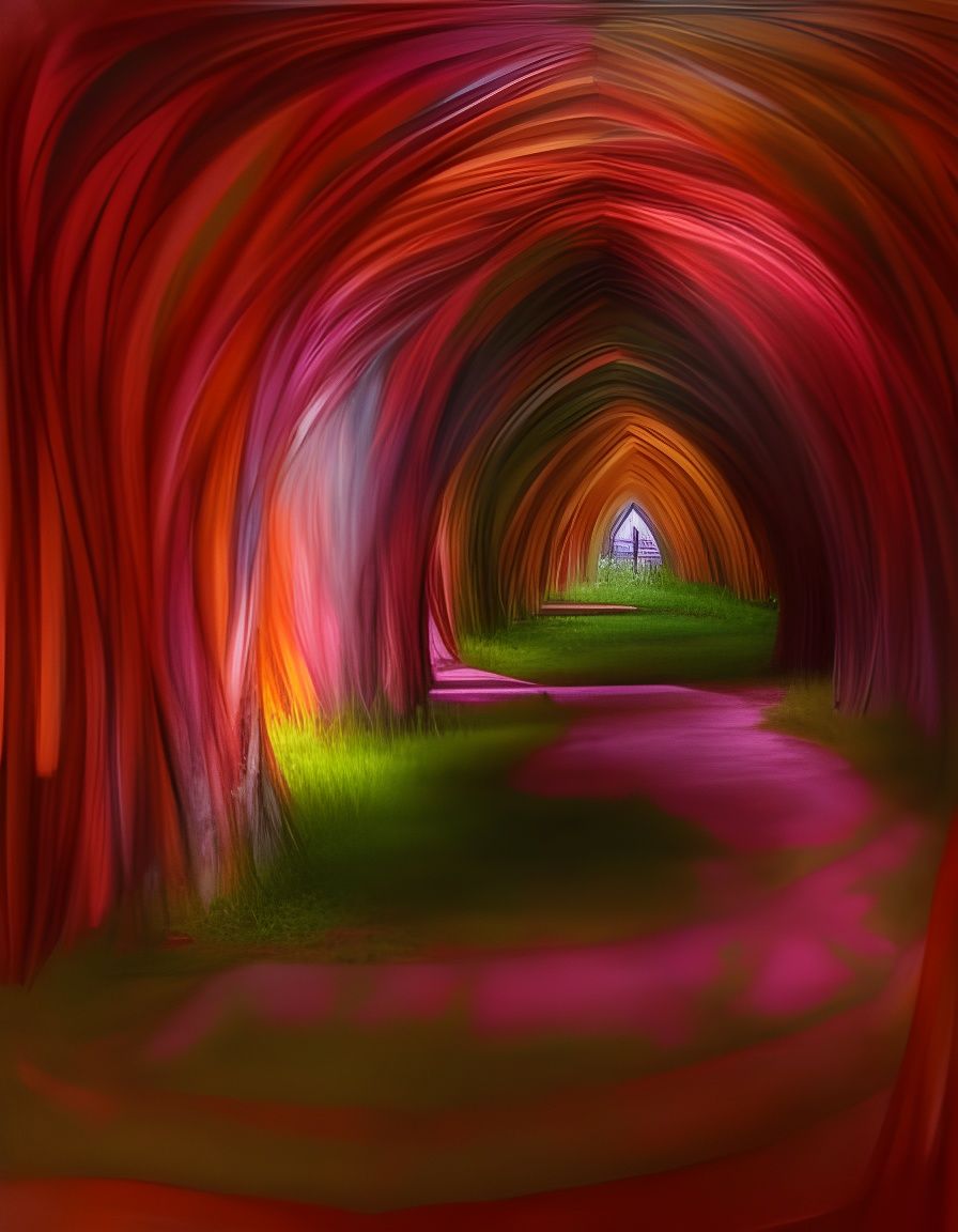 Dreamlike Garden Path in Pastel Color Hues