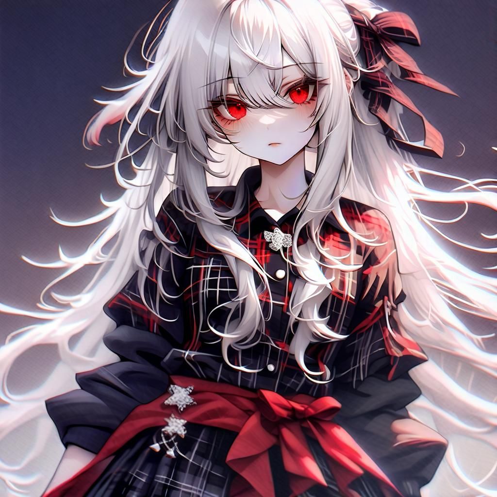 Girl with White Hair and Red Eyes