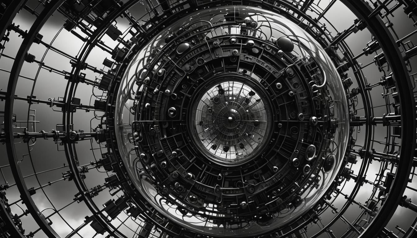 Monochromatic Dystopian City with Interdimensional Vortex