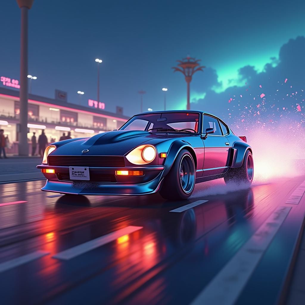 Nissan 280ZX Wins Neon Drag Race