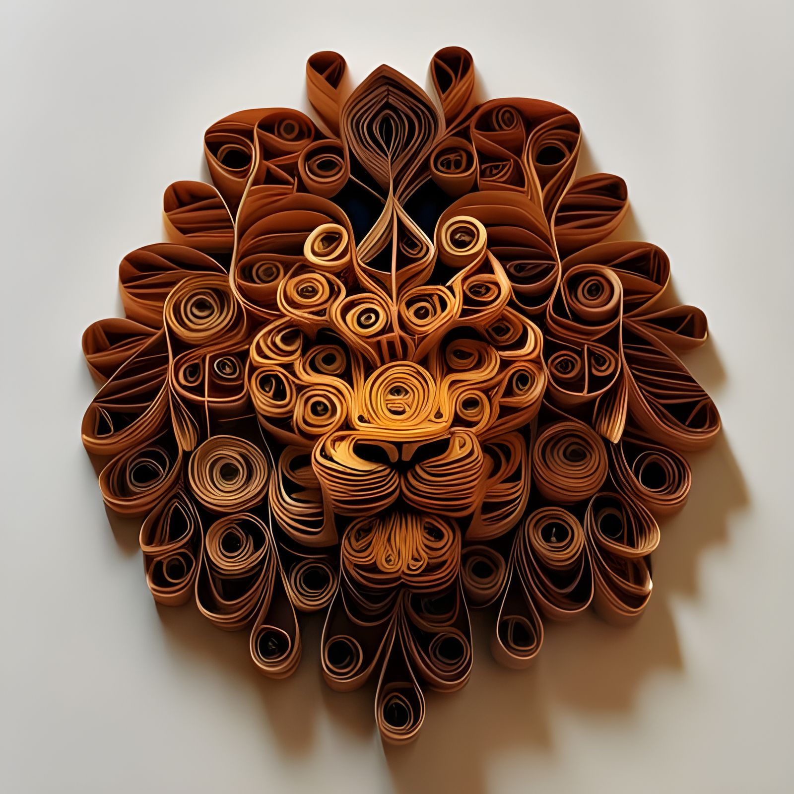 Sharply detailed high resolution photograph of intricate hyperdetailed maximalist paper quilling chinese lion’s head by ...
