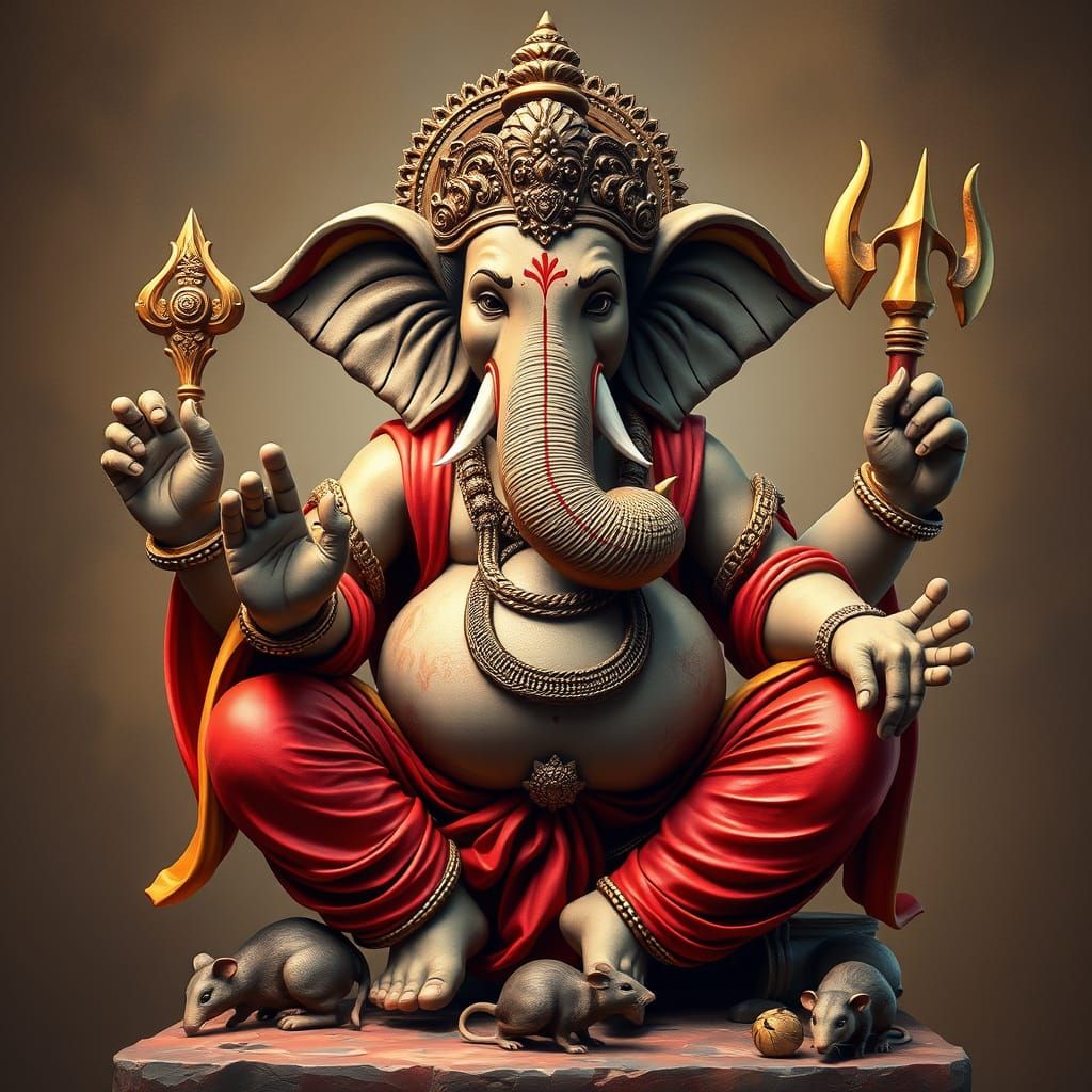 Lord Ganesha, Elephant-Headed Deity of Wisdom and Prosperity...