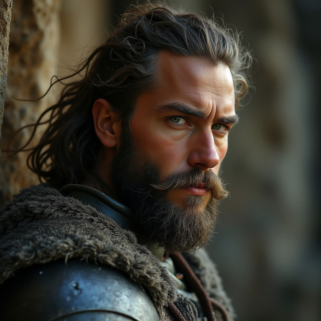 Anime Nordic Warrior King in Stone Armor