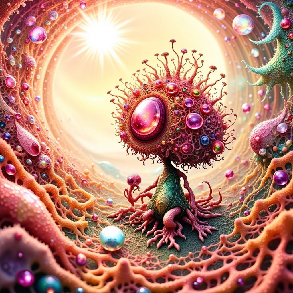 Ethereal Whimsy Monster in Fractal Dreamscape