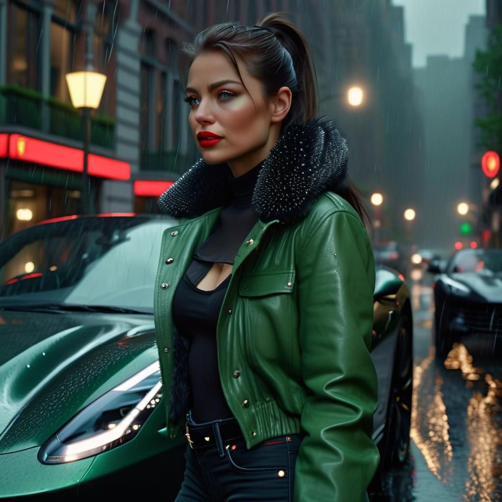 Woman in Parka by Ferrari: Cinematic Digital Art