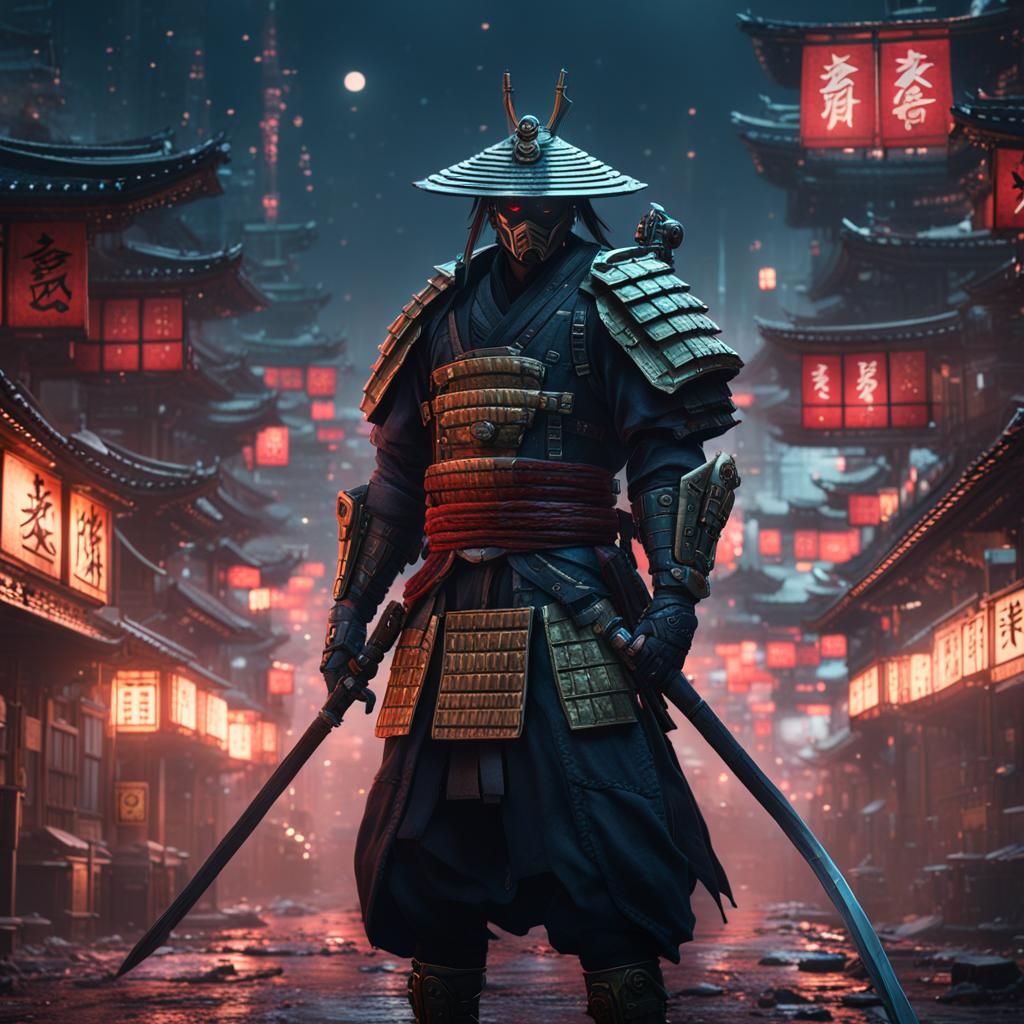 Cyberpunk Samurai Fantasy Concept Art