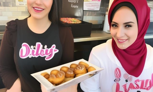 cute hijab lesbian donut shop date!