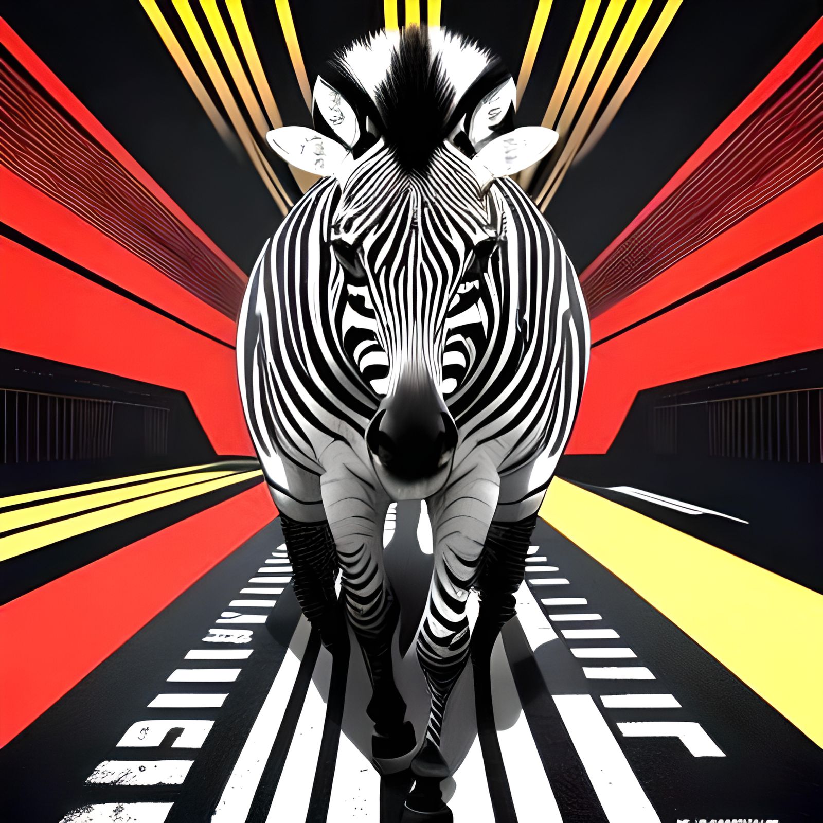 Zebra on Railroad Wheels: Abstract Pop Art