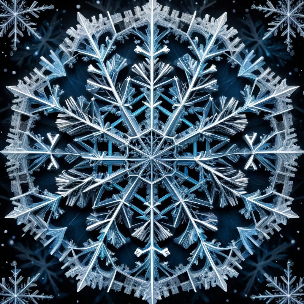 Intricate design of a a real snowflake sacred Geometry