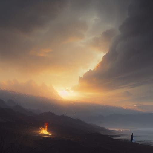 Sinister Sky Ablaze with Fire