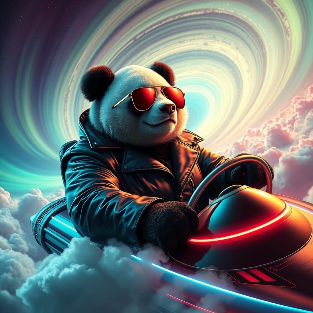 Retro-Futuristic Panda Pilot