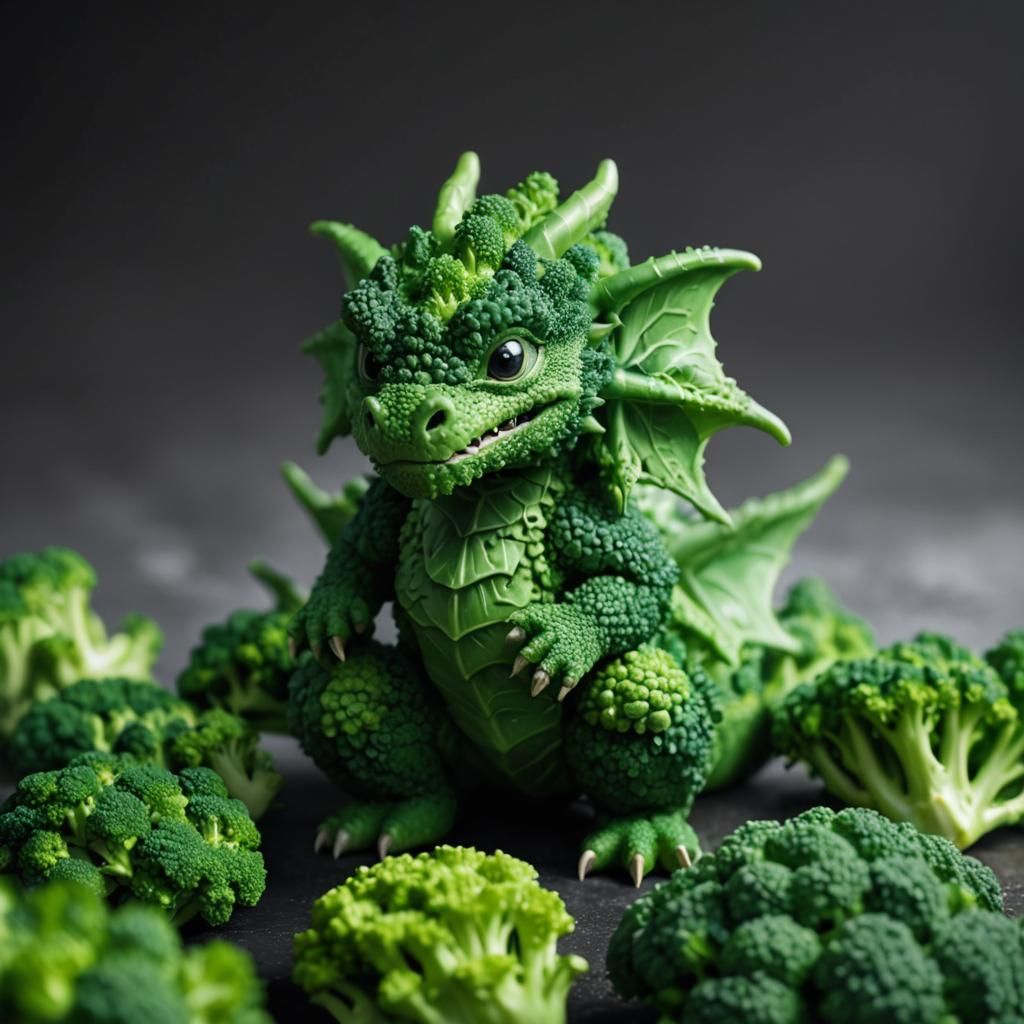 Dragon made of broccoli chibi