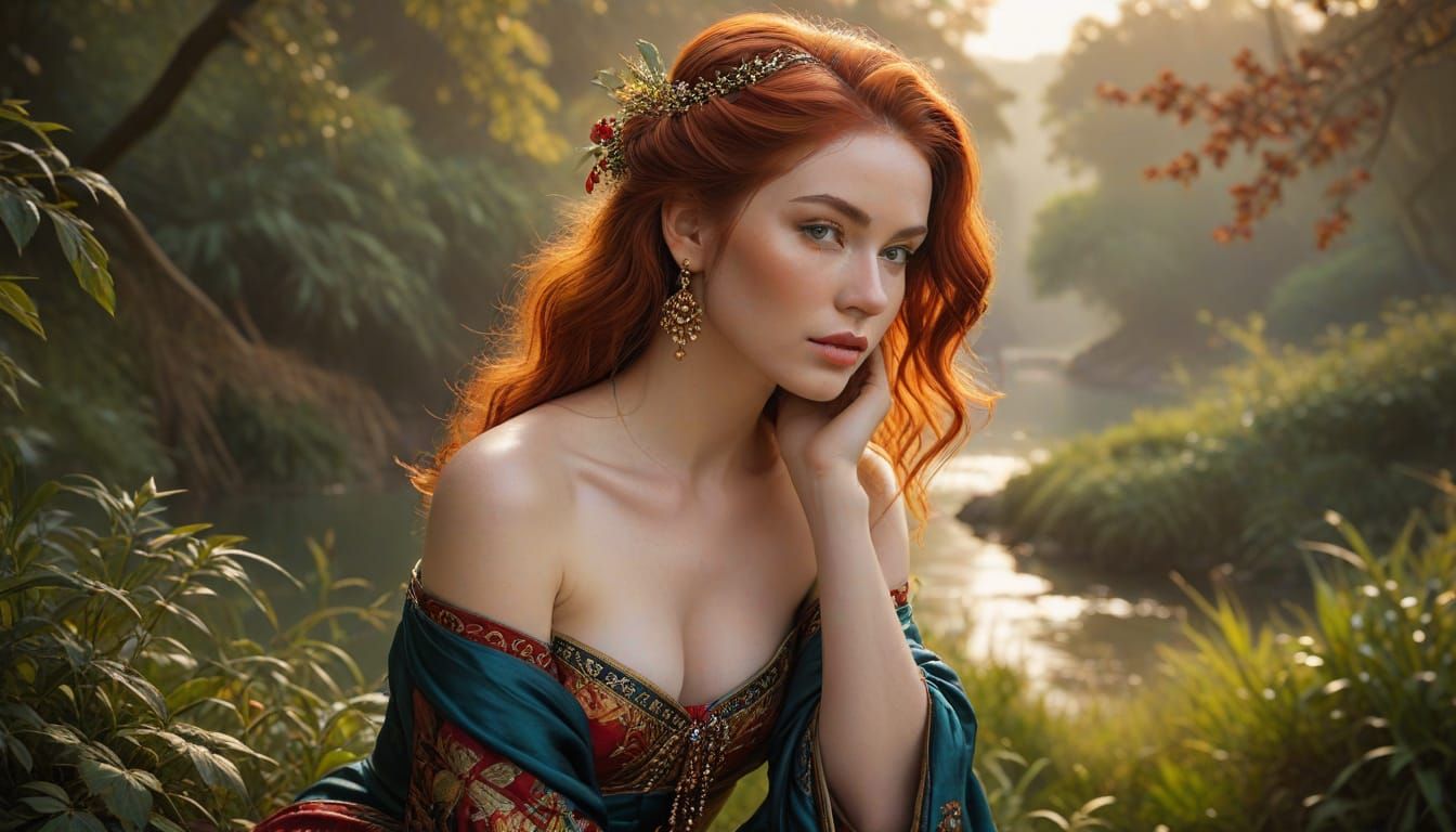 Sensual Nymph Portrait in 18th Century Style