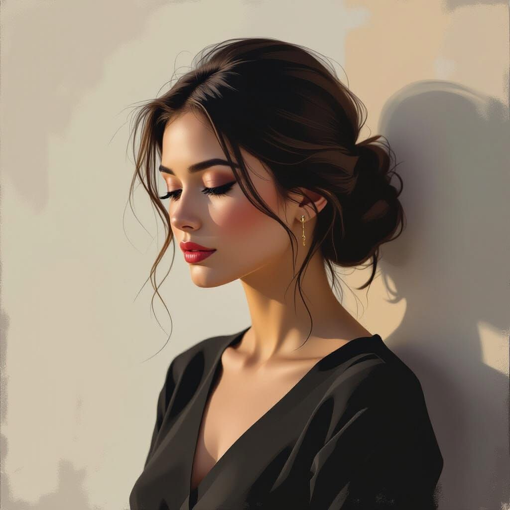 Contemplative Woman Portrait in Ethereal Style