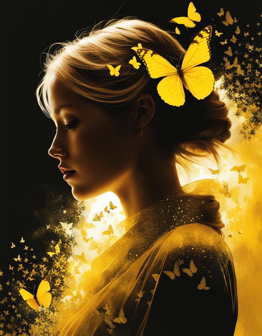 Double Exposure Portrait in Yellow, by Andreas Lie