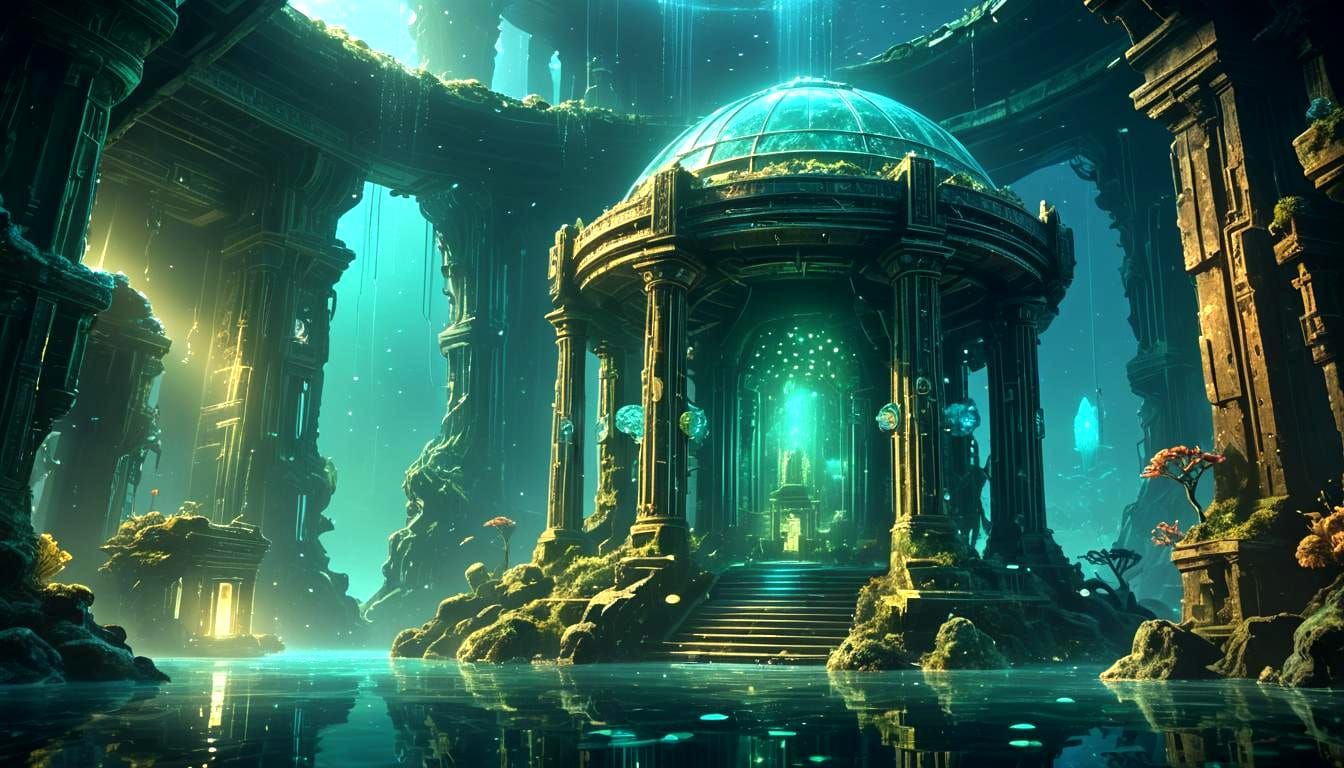 Futuristic Underwater Temple in Science Fantasy Style