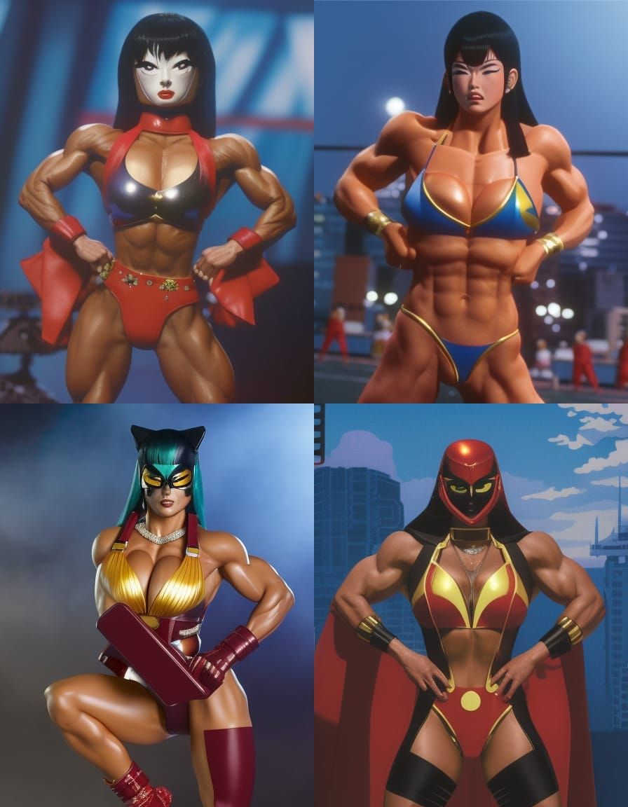 Christa Bauch as Masked Wrestler in Retro Anime Style