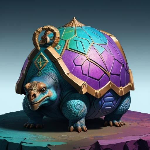 Aztec Geode Ibex Trident in Byzantine Fantasy Style