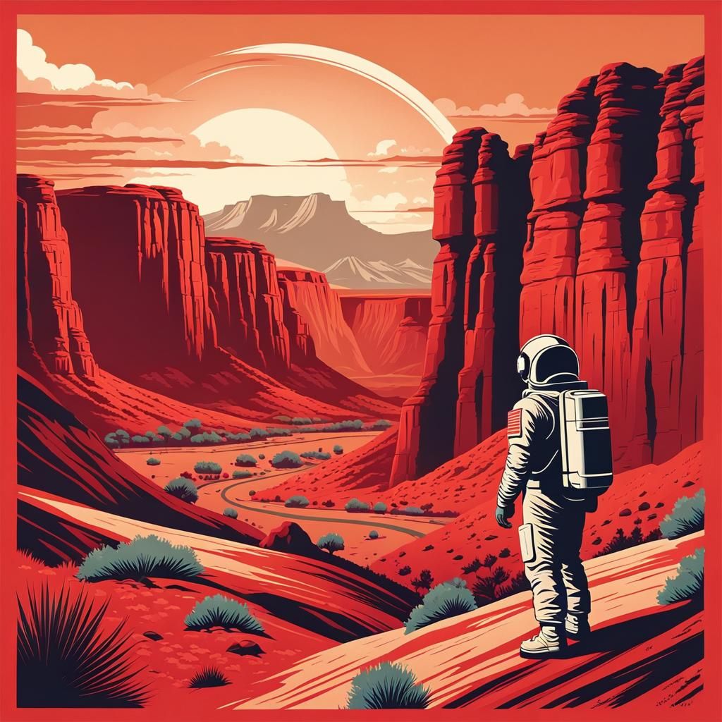 Retro National Park Poster: Visit Mars