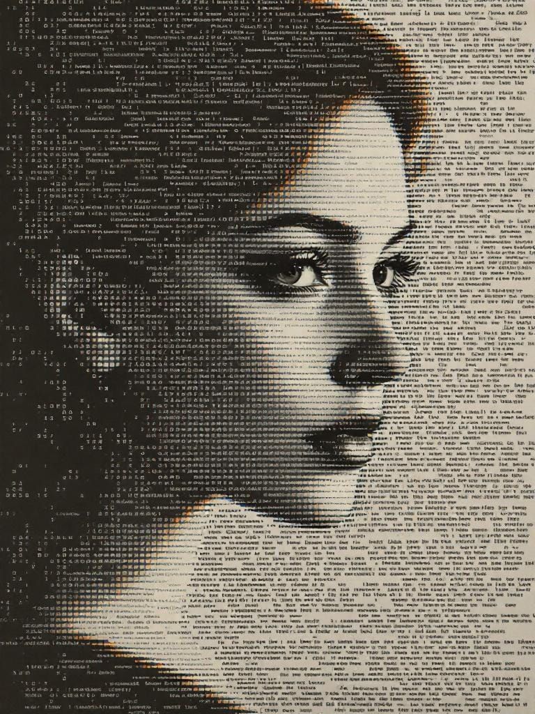 Redhead ASCII Art in Style of Casey Reas and Sol LeWitt