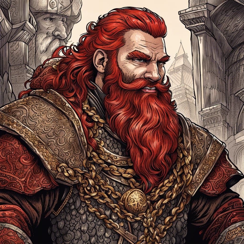 Ornate Dwarven Military Captain Illustration